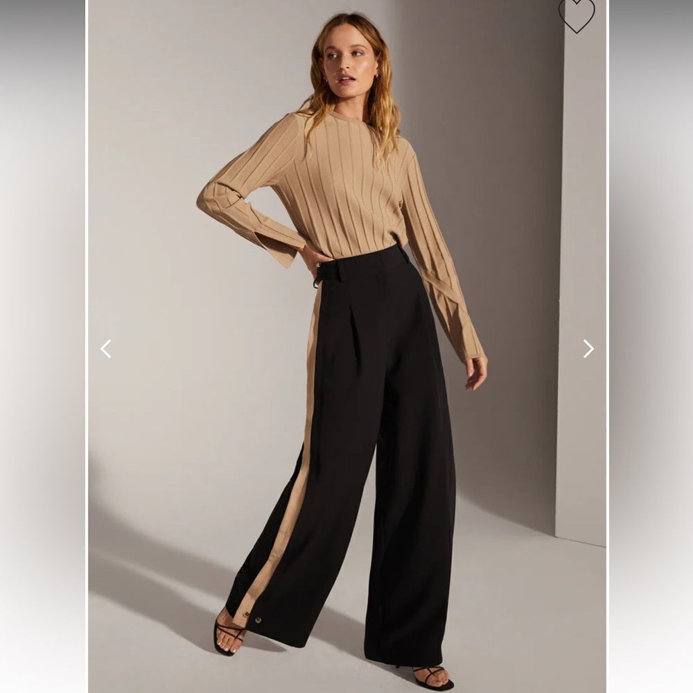 Favorite Daughter The Margaret High Rise Wide Leg Pants Black / Beige Size 0